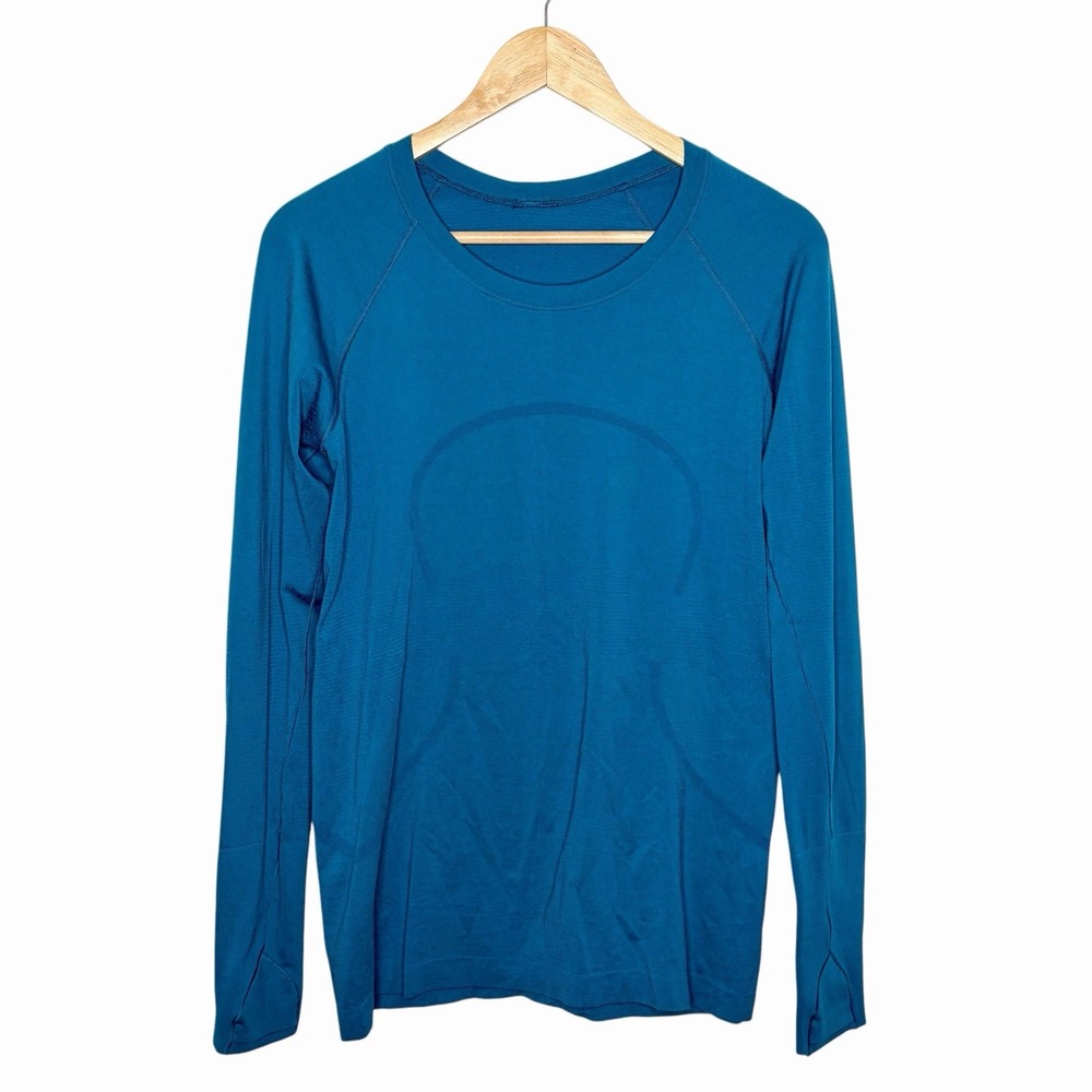Lululemon Swiftly Tech Long Sleeve Top Blue Womens 10 Athletic Workout Running